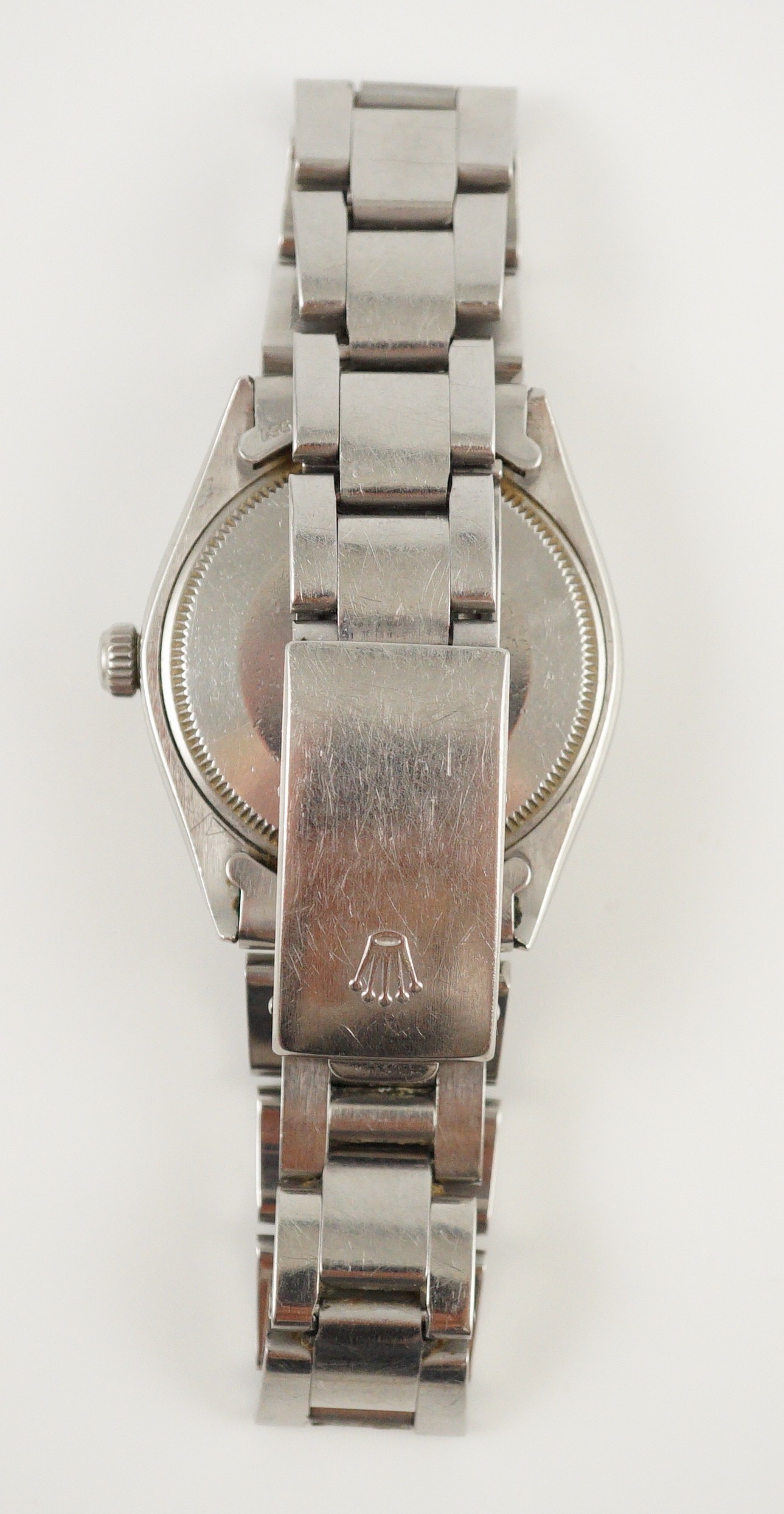 A gentleman's 1960's stainless steel Rolex Oyster Perpetual Air-King wrist watch, on a stainless steel Rolex bracelet